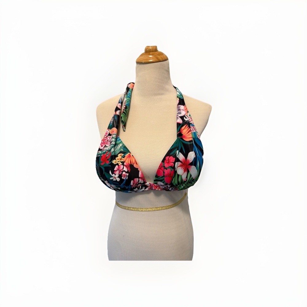 Sporlife Tropical Waterfall‎ Halter Triangle Swim Top, US XL